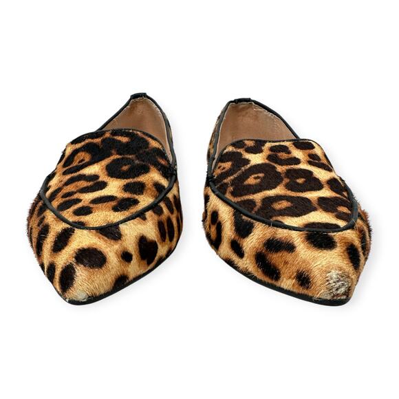 Taryn Rose | 9B | Faye Leopard Print Calf Hair Pointed Toe Slip On Loafer Flats - Picture 5 of 9